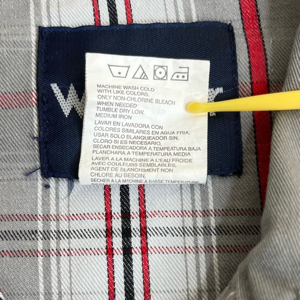 Wrangler Brushpopper Plaid Gray Red Pearl Snap Long Sleeve Shirt Men Size Large - Picture 8 of 13